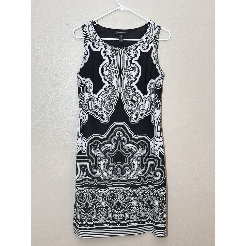 INC International Concepts Black White Paisley Sleeveless Dressâ Womens Medium